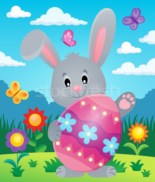 Stylized Bunny With Easter Egg Theme 5 Vector Illustration C Klara