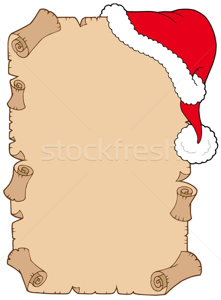 Parchment with Christmas hat Stock photo © clairev