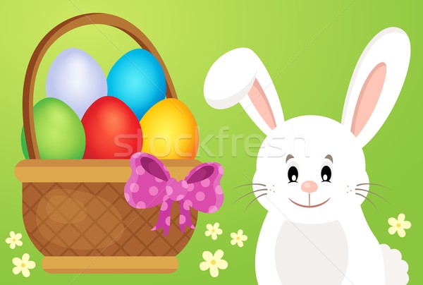 Kosár tojások húsvéti nyuszi húsvét boldog tojás Stock fotó © clairev