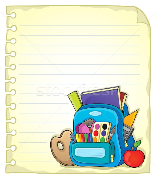 Stock photo: Notebook page with schoolbag 1