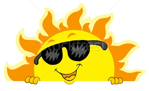 Stock photo: Cute lurking Sun with sunglasses