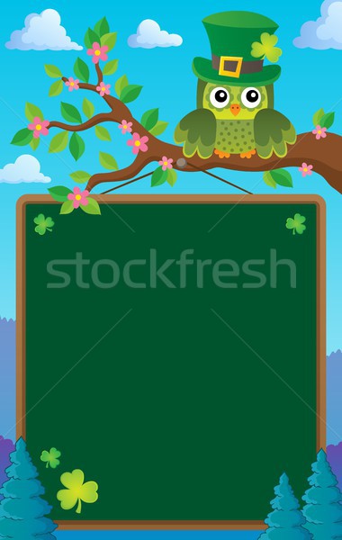 Stock photo: St Patricks Day theme board with owl