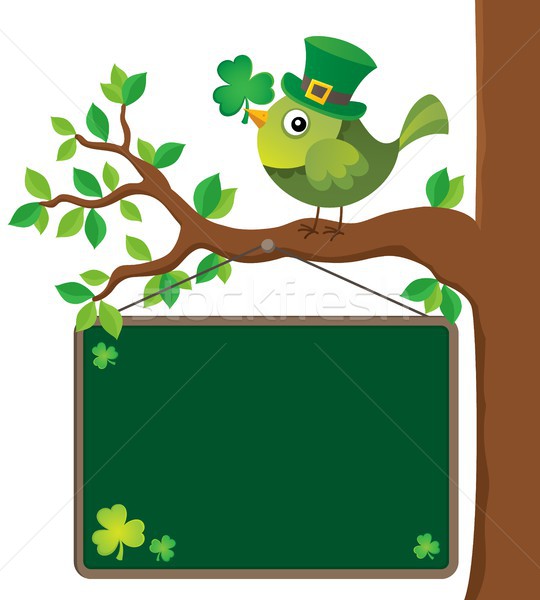 St Patricks Day theme board with bird Stock photo © clairev