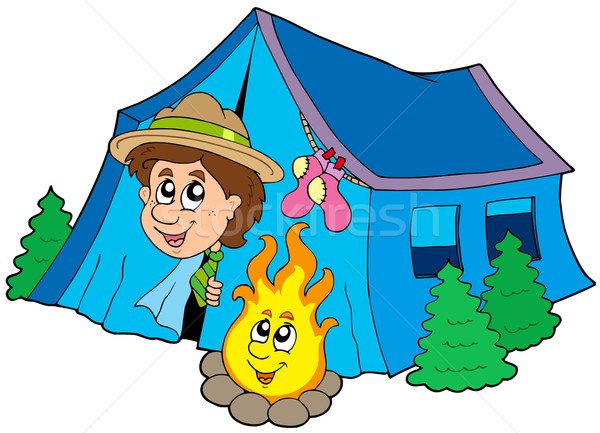 Scout camping in tent Stock photo © clairev