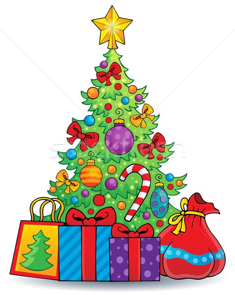 Weihnachtsbaum Baum Sterne Tasche Weihnachten Zeichnung Stock foto © clairev