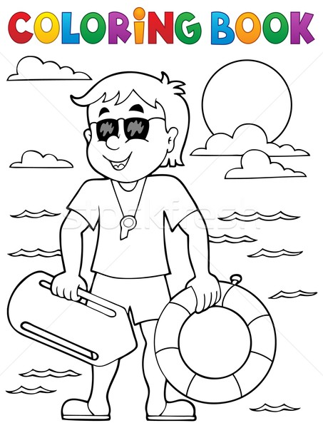 Coloring book life guard theme 1 Stock photo © clairev