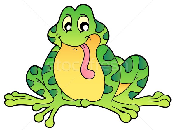 Green sitting frog Stock photo © clairev