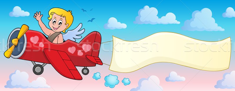 Airplane with Cupid theme image 2 Stock photo © clairev