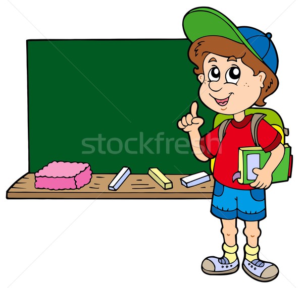 Advising school boy with blackboard Stock photo © clairev