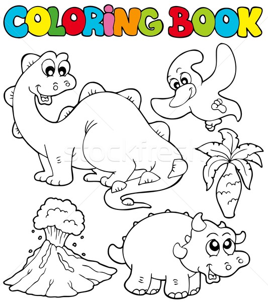 книжка-раскраска Динозавры дерево книга дизайна краской Сток-фото © clairev