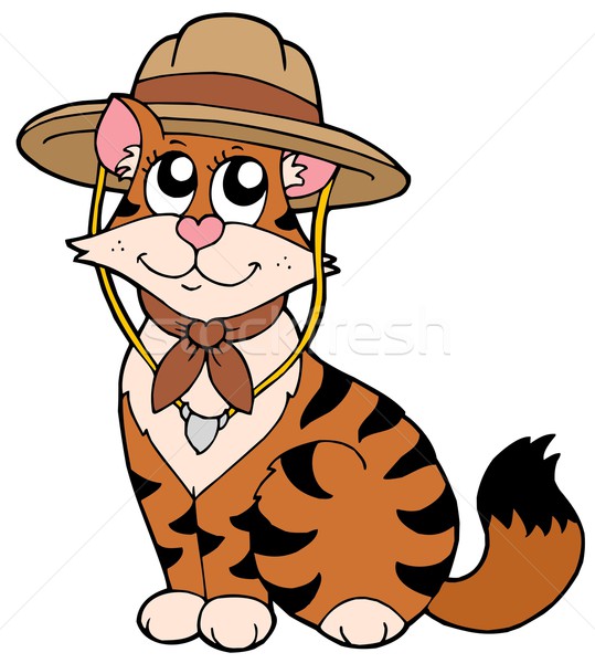 Cute kot harcerz hat oka szczęśliwy Zdjęcia stock © clairev