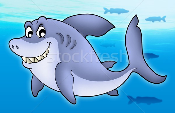 Smiling cartoon shark Stock photo © clairev