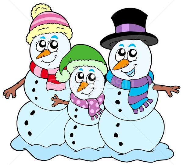 Stock photo: Snowman family