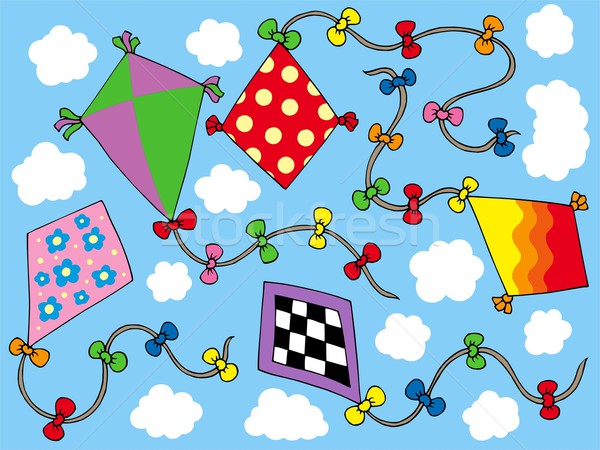 Various kites flying on sky Stock photo © clairev