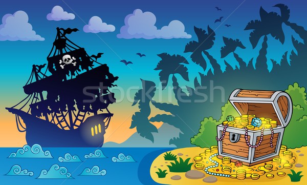 Stock photo: Pirate theme with treasure chest 5