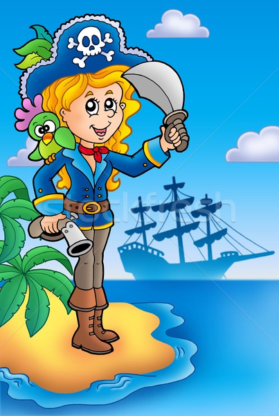 Pretty pirate girl on island Stock photo © clairev