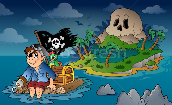Stock photo: Theme with pirate skull island 5