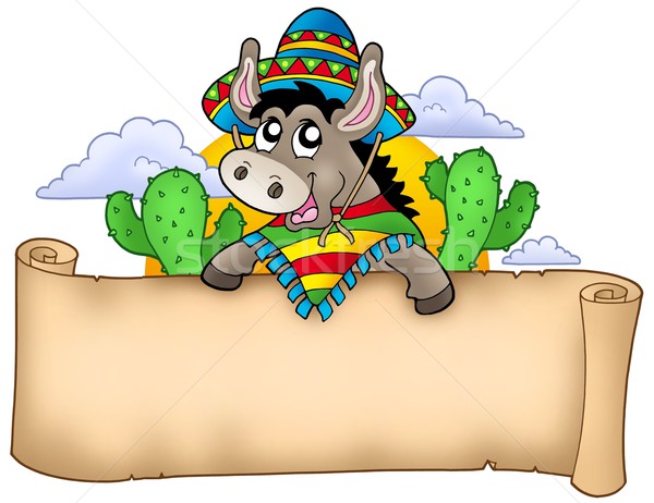 Mexikói szamár tart pergamen szín illusztráció Stock fotó © clairev