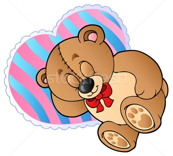 Teddy bear on heart shaped pillow Stock photo © clairev