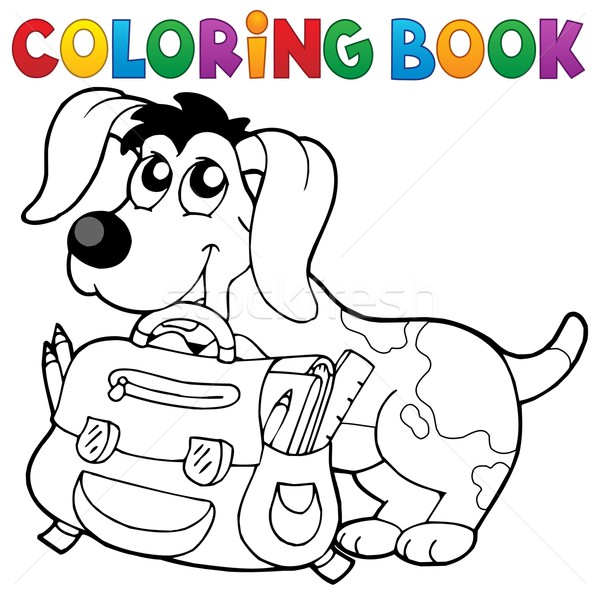 Coloring book dog with schoolbag theme 2 Stock photo © clairev