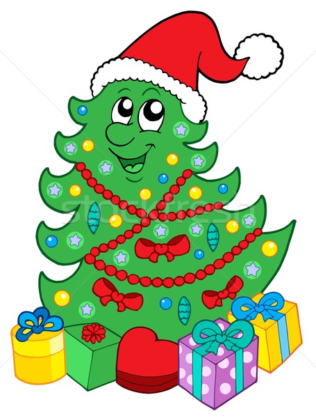 Smiling Christmas tree with gifts Stock photo © clairev