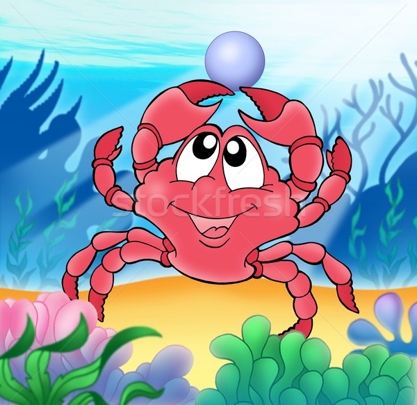 Drăguţ crab perla culoare ilustrare plajă Imagine de stoc © clairev