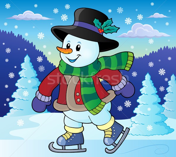 Skating snowman theme image 2 Stock photo © clairev