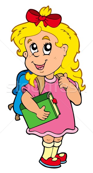 Schoolmeisje groene boek meisje kinderen school Stockfoto © clairev