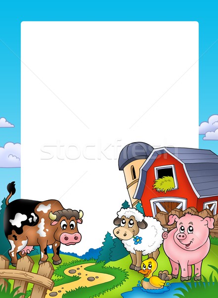 Frame with barn and farm animals Stock photo © clairev