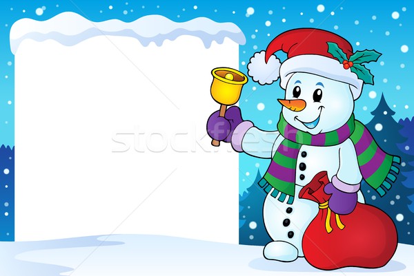 Snowy frame with Christmas snowman 1 Stock photo © clairev