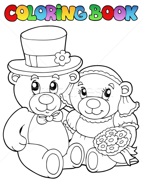 Kolorowanka ślub niedźwiedzie uśmiech książki farby Zdjęcia stock © clairev