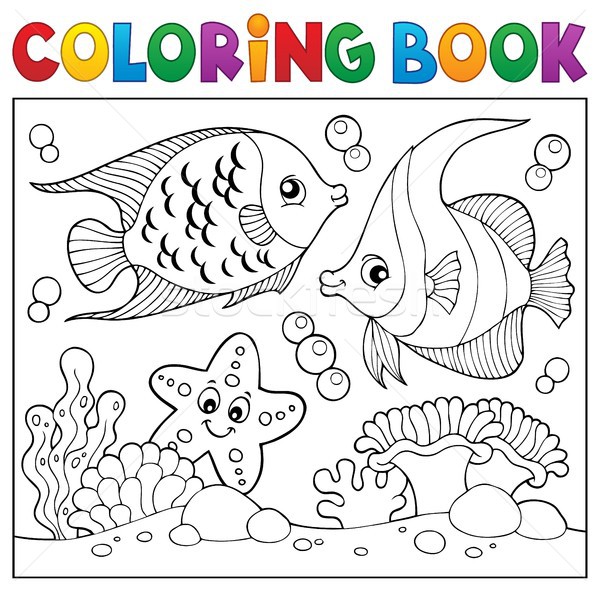 Coloring book sea life theme 6 Stock photo © clairev