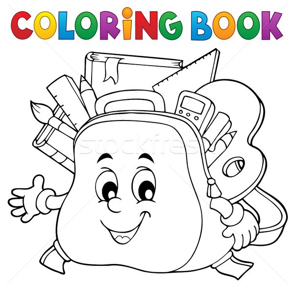 Coloring book happy schoolbag topic 1 Stock photo © clairev