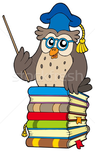 Wise owl teacher on books Stock photo © clairev