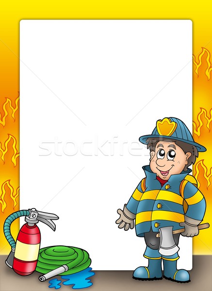 Fire protection frame with fireman Stock photo © clairev