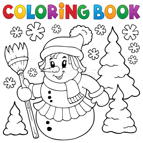 Coloring book snowwoman topic 1 Stock photo © clairev