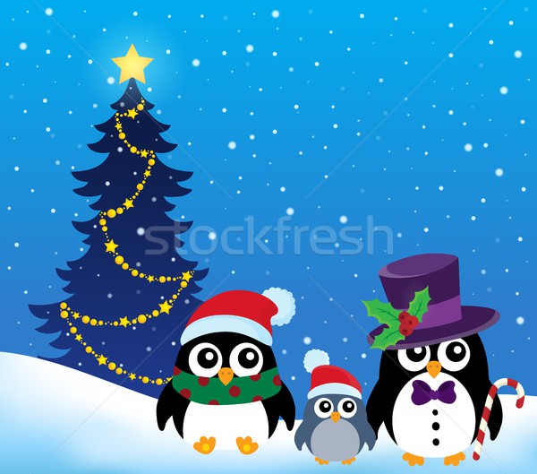 Zdjęcia stock: Stylizowany · christmas · śniegu · sztuki · ptaków · ptaków