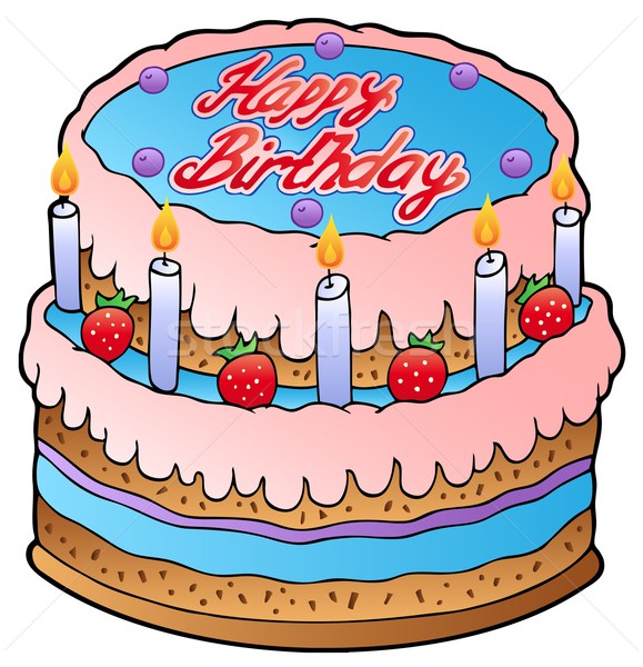 Stock fotó: Születésnapi · torta · eprek · étel · születésnap · gyümölcs · torta