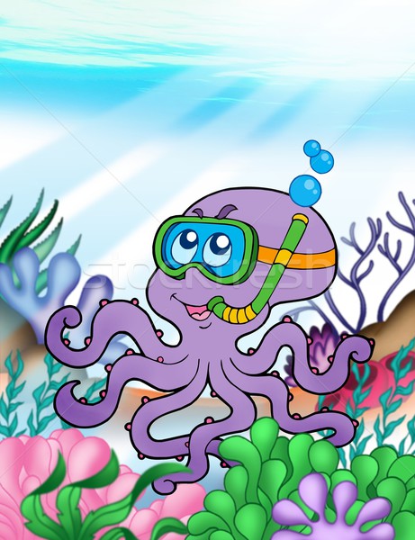 осьминога Diver подводного цвета иллюстрация воды Сток-фото © clairev