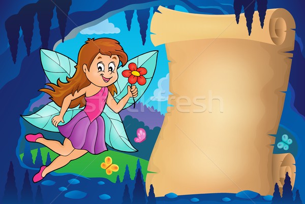 Pergamin bajki jaskini obraz dziewczyna piękna Zdjęcia stock © clairev