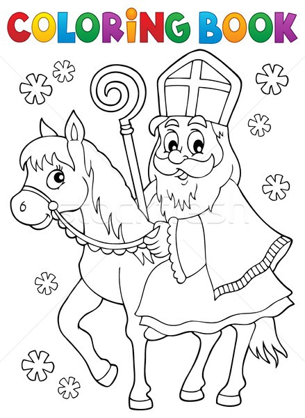 Coloring book Sinterklaas on horse Stock photo © clairev