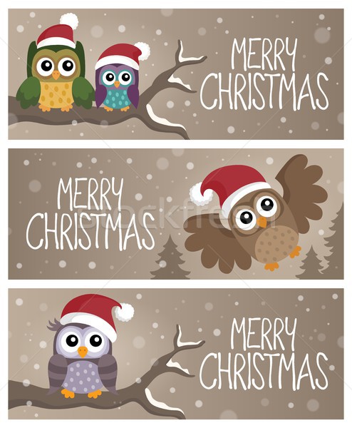 веселый Рождества тема Баннеры зима птиц Сток-фото © clairev