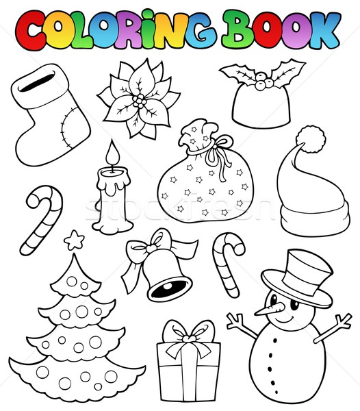 Coloring book Christmas images 1 Stock photo © clairev