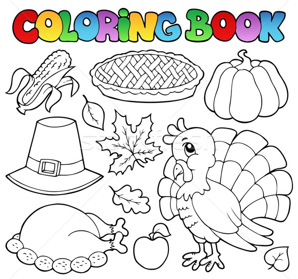 Stockfoto: Kleurboek · dankzegging · afbeelding · boek · verf · kunst