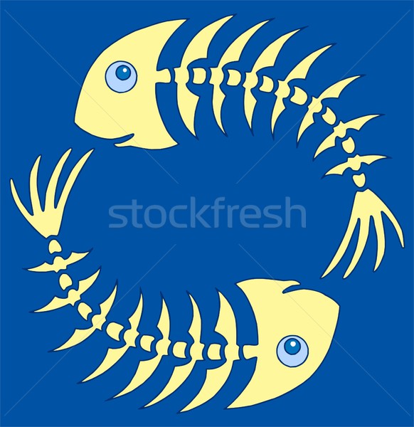 Pair of yellow fishbones on blue Stock photo © clairev