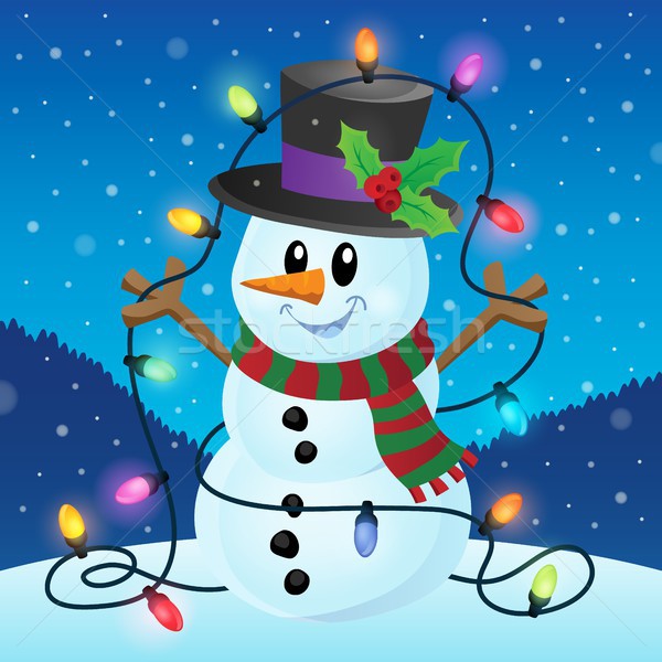 Snowman with Christmas lights image 2 Stock photo © clairev