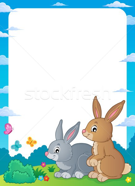 Lapin sujet cadre papillon art lapin [[stock_photo]] © clairev