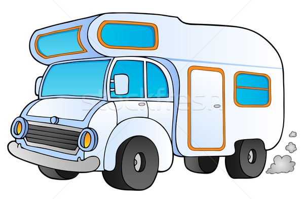 Desen animat camping Van desen vacanţă grafic Imagine de stoc © clairev