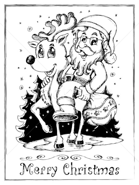 Babbo natale disegno uomo bag animale presenti Foto d'archivio © clairev