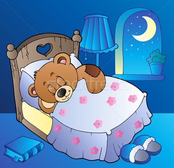 Sleeping teddy bear in bedroom Stock photo © clairev